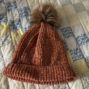 Altar’d State Brown Knit Pom-Pom Beanie